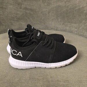 nautica toddler boy shoes Size 9 Black White Lace Up Slip On